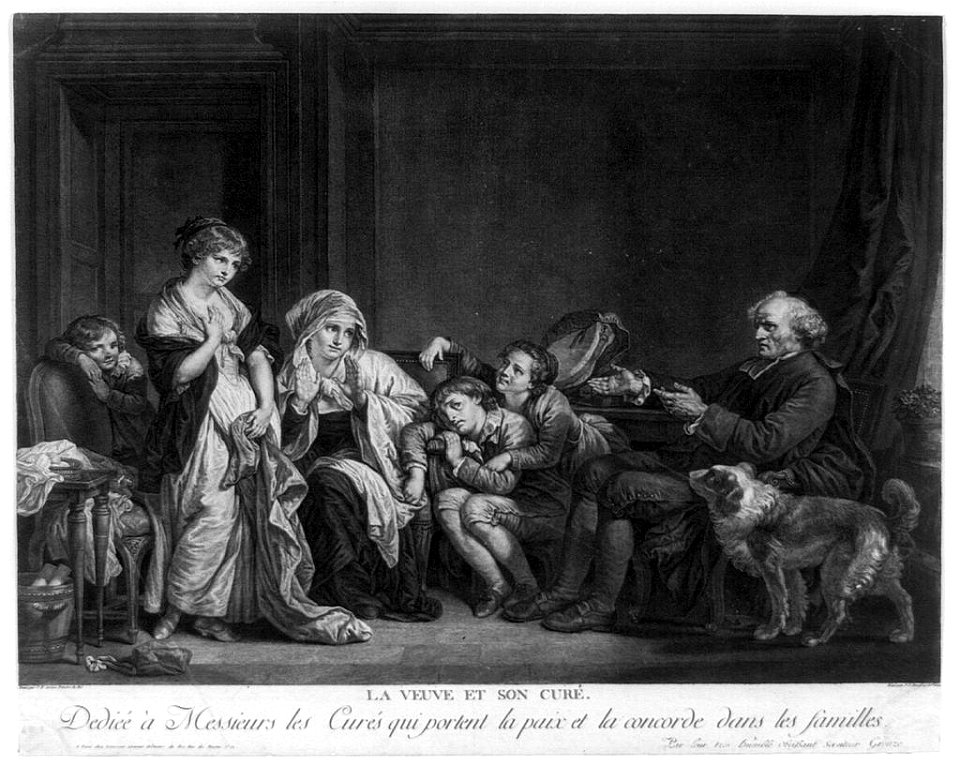 La Veuve et son Curé Dedieé à Messieurs les Curés qui portent la paix et la concorde dans les familles - - Peint par J.B. Greuze ... ; Gravé par J.C. Levasseur. LCCN89715162