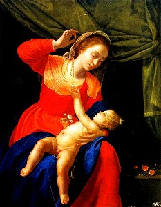 La Vergine e il Bambino con il rosario Artemisia. Free illustration for personal and commercial use.