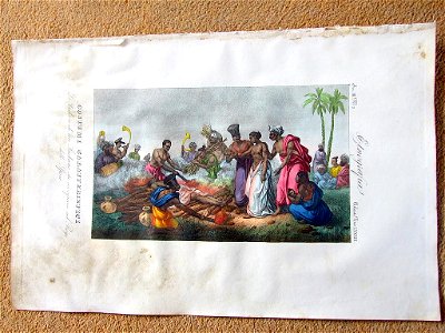 La vedova di un Indiano che sacrificasi sul Rogo dello Sposo, from 'Atlante Illustrato', Florence, 1845