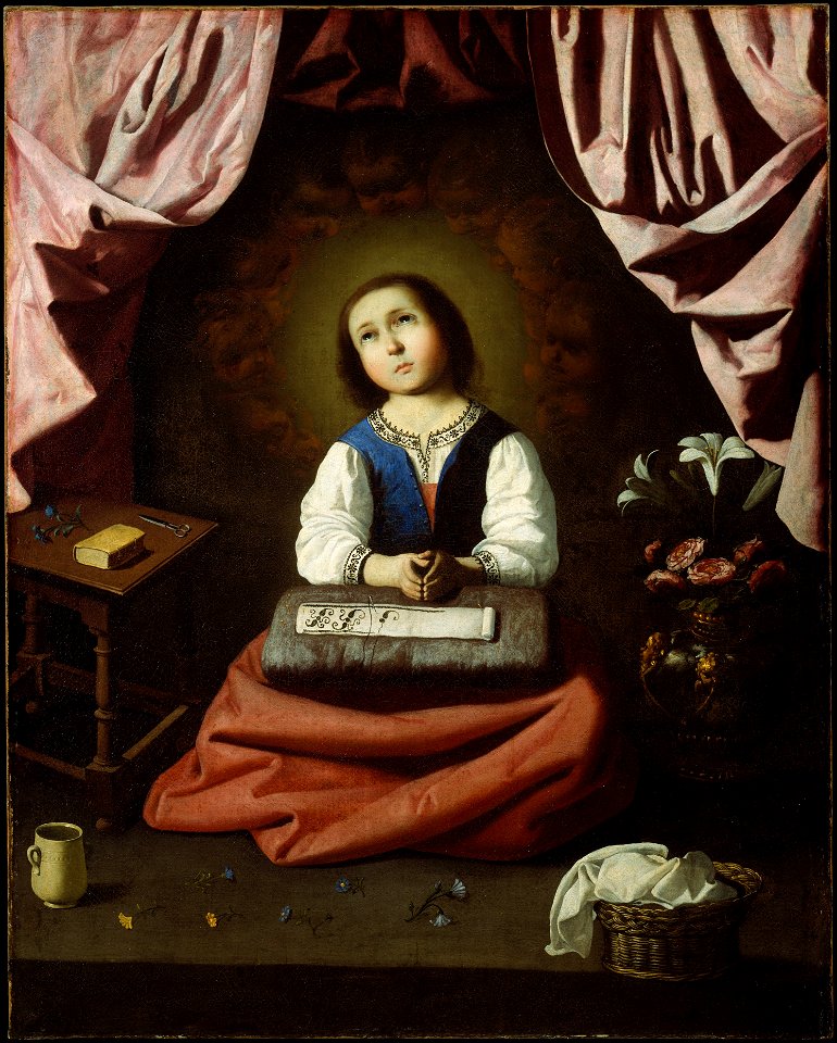 La Virgen niña en éxtasis, por Francisco de Zurbarán