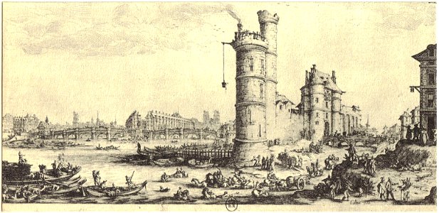 La tour de Nesle et le pont-Neuf. Free illustration for personal and commercial use.