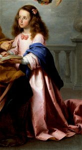 La Virgen María, detalle de Santa Ana enseñando a leer a la Virgen