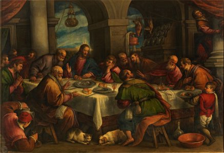 La Última Cena, de Francesco Bassano (Museo del Prado). Free illustration for personal and commercial use.