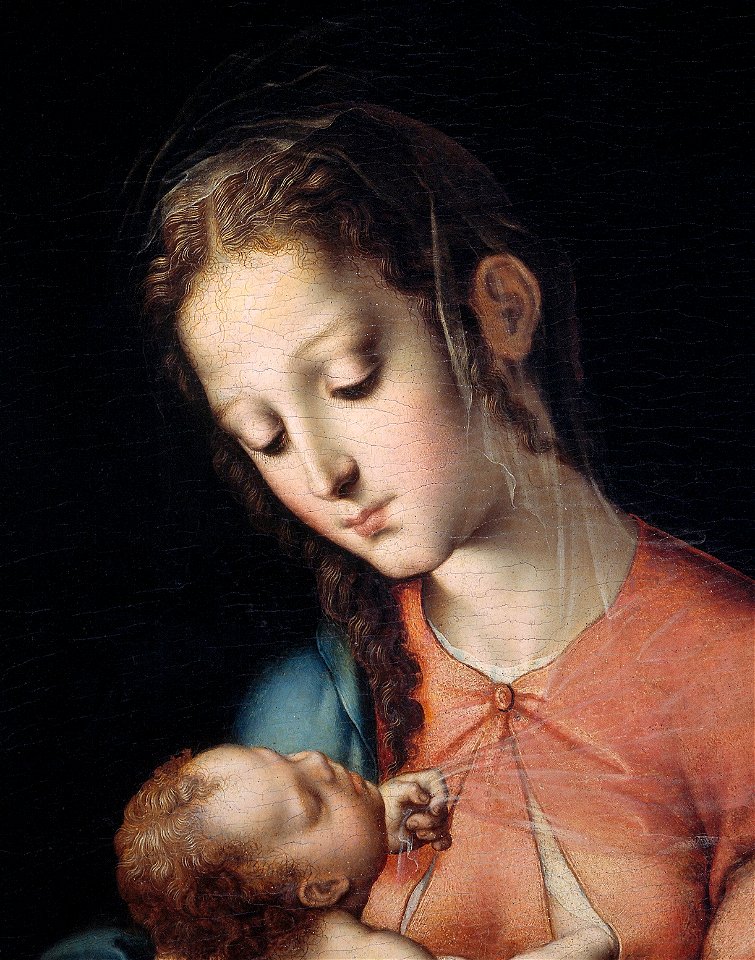 La Virgen de la Leche, de Luis de Morales, detalle (Museo del Prado)