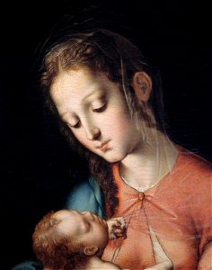 La Virgen de la Leche, de Luis de Morales, detalle (Museo del Prado)