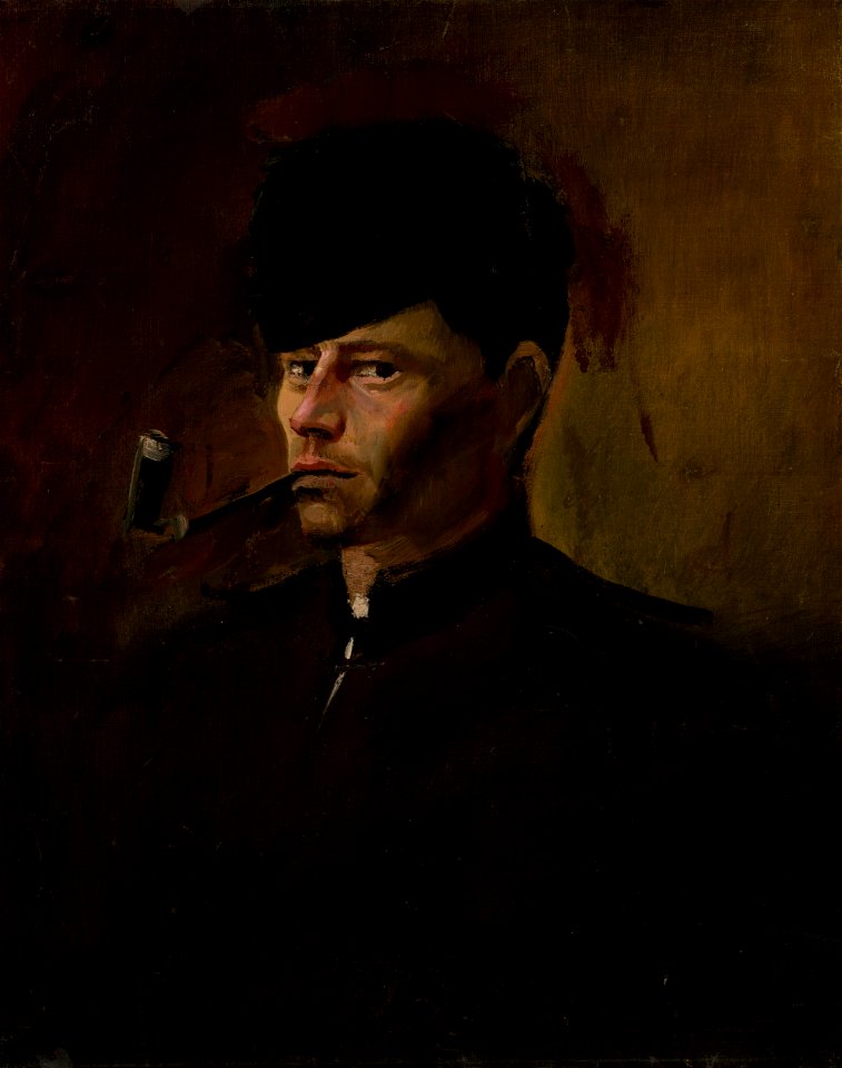 Ladislav Mednyánszky - Dandy in Fur Cap with Pipe - O 4978 - Slovak National Gallery