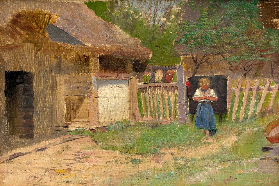 Ladislav Mednyánszky - Girl in a Farmyard - O 4956 - Slovak National Gallery