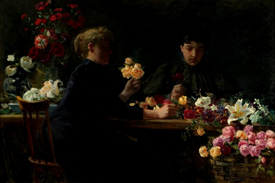 Ladies at a Flower-table (Wilhelm Otto Peters) - Nationalmuseum - 23774