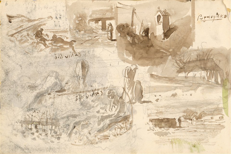 Ladislav Mednyánszky - Drobné štúdie šiestich rôznych námetov - K 12096-9 - Slovak National Gallery