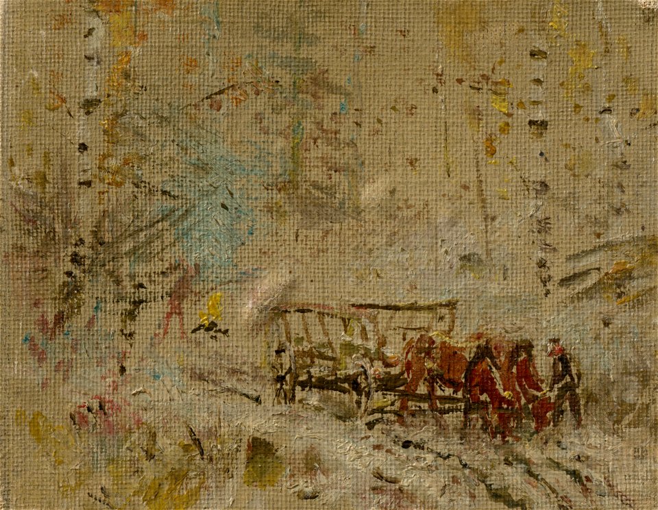 Ladislav Mednyánszky - Winter Landscape with a Hay Wagon - O 2704 - Slovak National Gallery