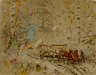 Ladislav Mednyánszky - Winter Landscape with a Hay Wagon - O 2704 - Slovak National Gallery
