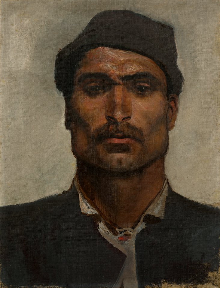 Ladislav Mednyánszky - Head of a Man with a Brimmed Hat - O 2447 - Slovak National Gallery
