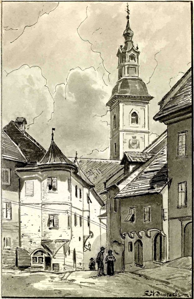 Ladislav Benesch - Škofja Loka, mestno središče s cerkvijo