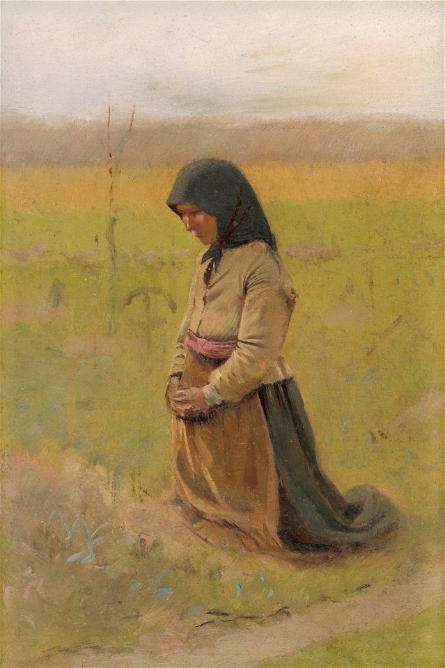 Ladislav Mednyánszky - Study of a Kneeling Woman - O 4140 - Slovak National Gallery