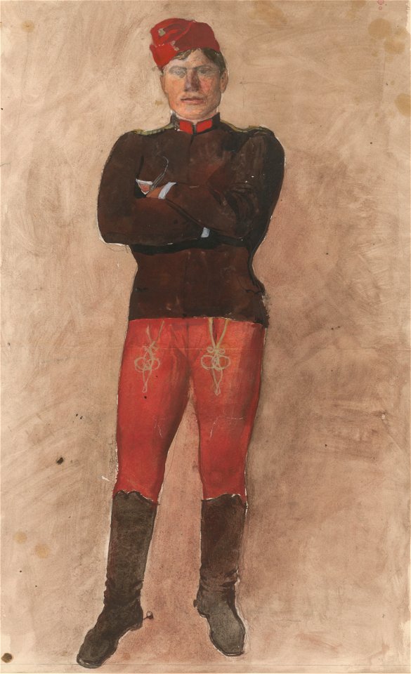 Ladislav Mednyánszky - Stojaci vojak s preloženými rukami - K 11078 - Slovak National Gallery