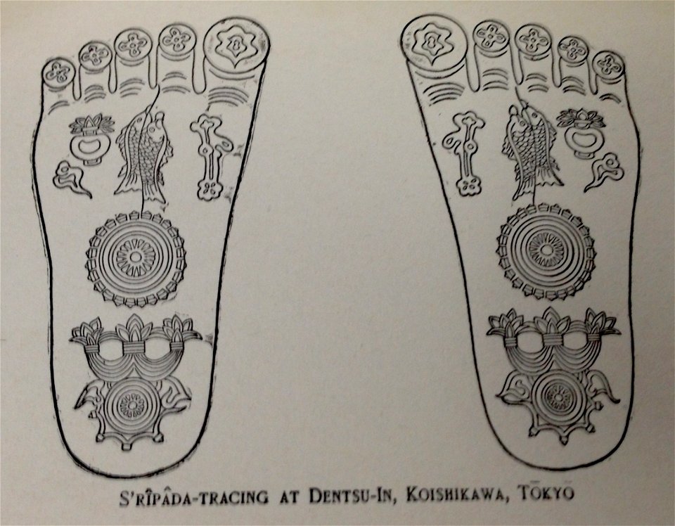 Lafcadio Hearn - Śrī Pada Tracing at Dentsu–In, Koishikawa, Tokyo - 1899