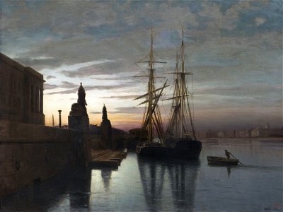 Lagorio - View to Academy of Arts from the Neva River, 1880. Free illustration for personal and commercial use.