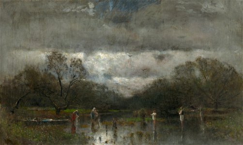 Ladislav Mednyánszky - Landscape with Washerwomen and Fishers - O 2505 - Slovak National Gallery