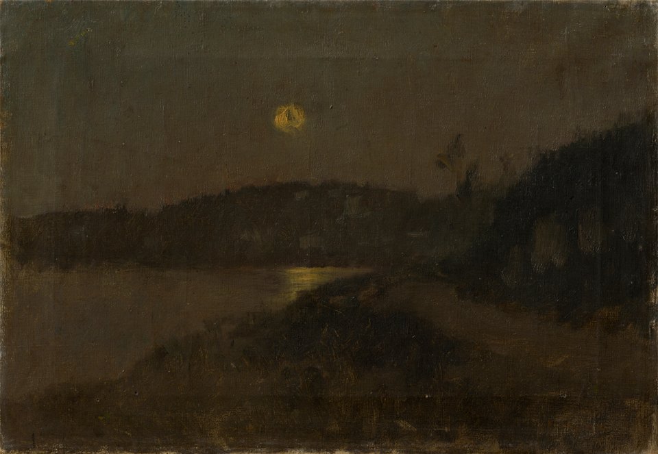 Ladislav Mednyánszky - Moonlit night by the River (Landscape by the Moonlight) - O 3096 - Slovak National Gallery