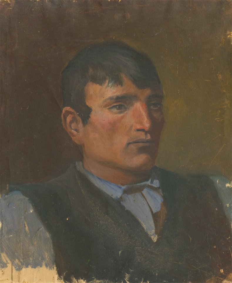 Ladislav Mednyánszky - Study of a Young Man in a Dark Vest - O 4992 - Slovak National Gallery