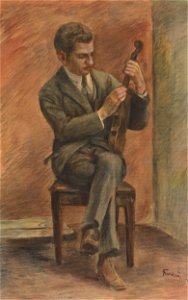Ladislav Treskoň - Study of a Seated Violinist - K 486 - Slovak National Gallery
