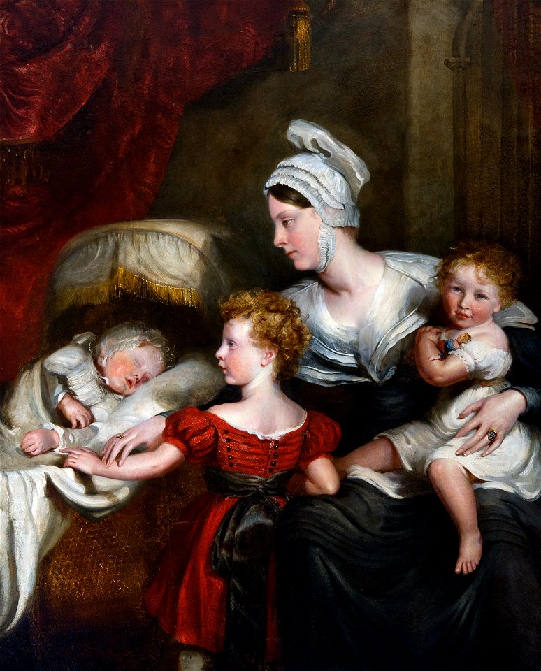 Lady Augusta FitzClarence and children. Free illustration for personal and commercial use.