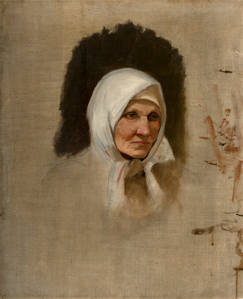 Ladislav Mednyánszky - Village Woman in a White Scarf - O 4986 - Slovak National Gallery