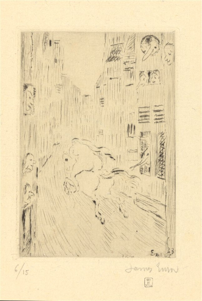 Lady Godiva, print by James Ensor, 1933, Prints Department, Royal Library of Belgium, S. V 29347