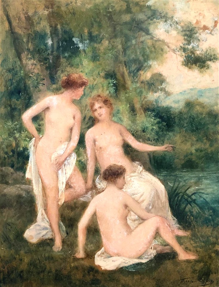 Three Nymphs near a Lake by François Lafon