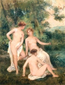 Three Nymphs near a Lake by François Lafon