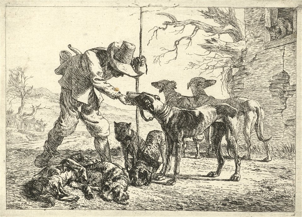 Jager met zeven honden Verschillende dieren (serietitel), RP-P-OB-46.824