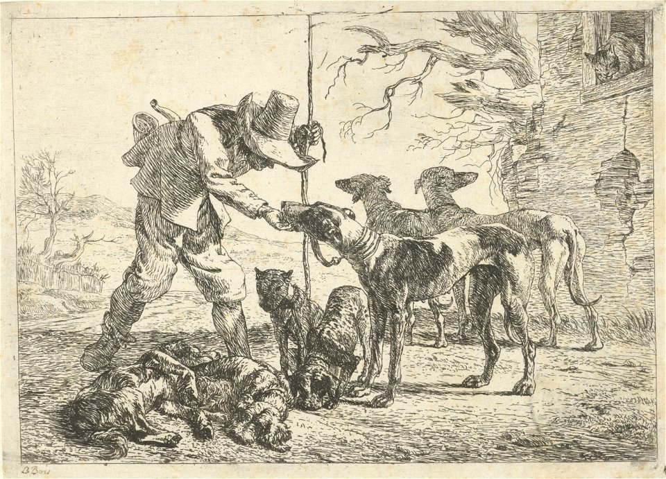 Jager met zeven honden Verschillende dieren (serietitel), RP-P-H-R-70