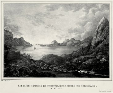 Lagoa de Rodrigo de Freitas, com Morro do Corcovado. Rio de Janeiro, da Coleção Brasiliana Iconográfica