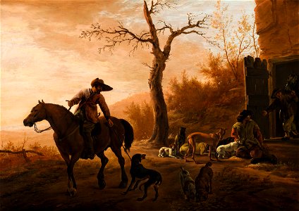 Pieter van Laer - Landscape with Hunters - 1102 - Mauritshuis. Free illustration for personal and commercial use.