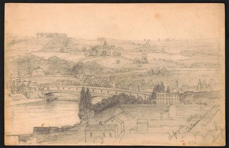 Lafayette College, Easton and Delaware Bridge from Philipsburg (i.e., Phillipsburg) Rock, New Jer(sey), 1850 LCCN2016645583