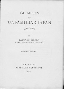 Lafcadio Hearn-Glimpses of Unfamiliar Japan (first series)-title page