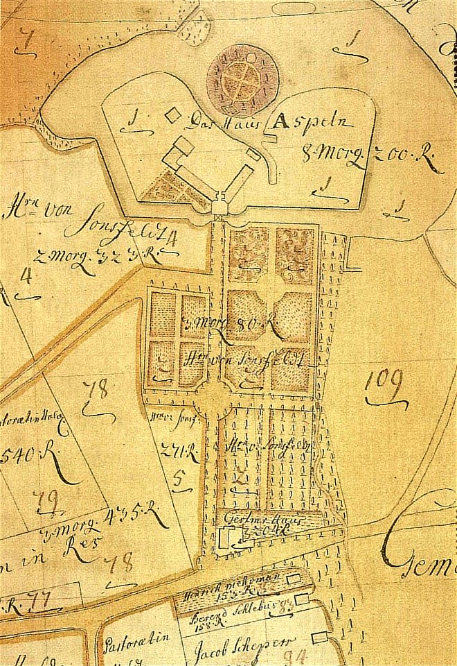 Lageplan Haus Aspel 1733