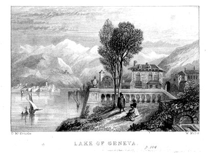 Lake of Geneva engraving by William Miller after D McKenzie