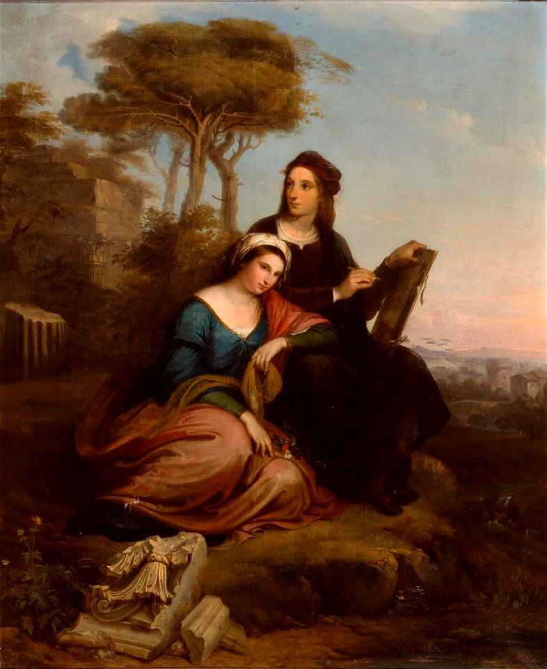 Lambert Mathieu Raphael and his muse La Fornarina 1846