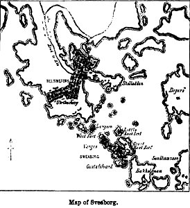 Map of Sveaborg. George Dodd. Pictorial history of the Russian war 1854-5-6. Free illustration for personal and commercial use.