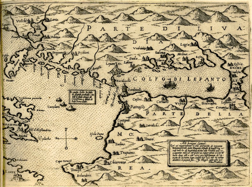 Map of the gulfs of Corinth and Patras - Camocio Giovanni Francesco - 1574