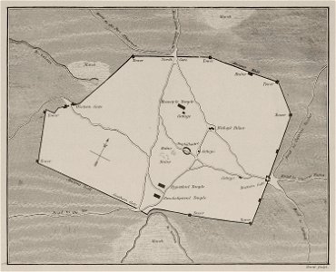 Map of Paestum in Italy - Wilkins William - 1807. Free illustration for personal and commercial use.