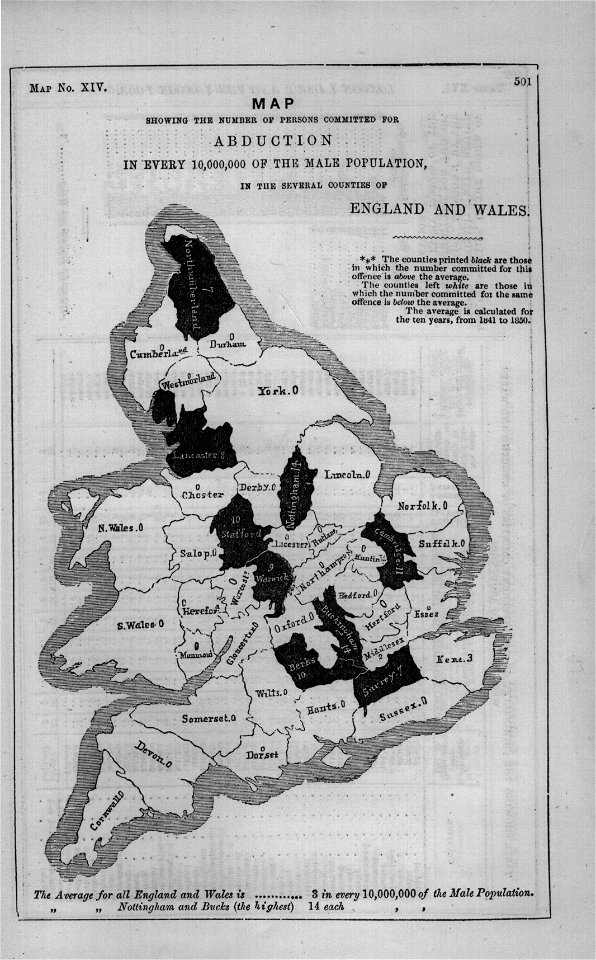Map showing the number of persons committed for abduction