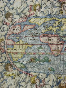 Map of the world including the New World Wst half(1553). Free illustration for personal and commercial use.