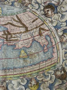 Map of the northern hemisphere (Ptolemaic) east half (1553). Free illustration for personal and commercial use.