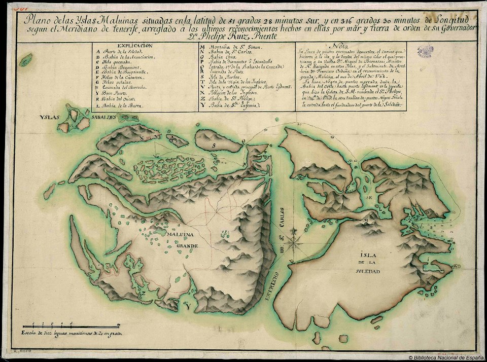 Mapa de Malvinas, Felipe Ruiz Puente, 1768