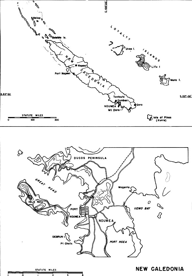 Map of New Caledonia and Noumea