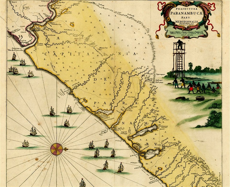 Mapa da Capitania de Pernambuco, com representação do Quilombo dos Palmares (1647)