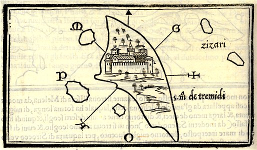 Map of San Nicola island, part of Tremiti islands - Bordone Benedetto - 1547