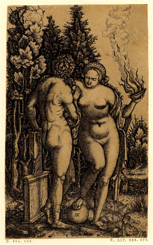 Marcantonio - A nude woman standing with her right foot raised on a ball, H,3.18